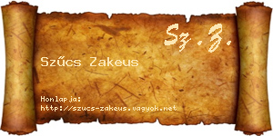Szűcs Zakeus névjegykártya
