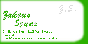 zakeus szucs business card